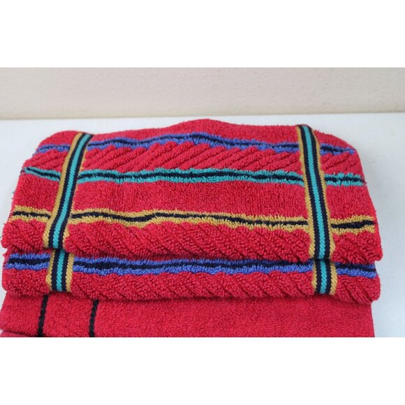 4 St Marys Washcloths Red Vintage Stripe 93374 Wash Clothes - Picture 2 of 8